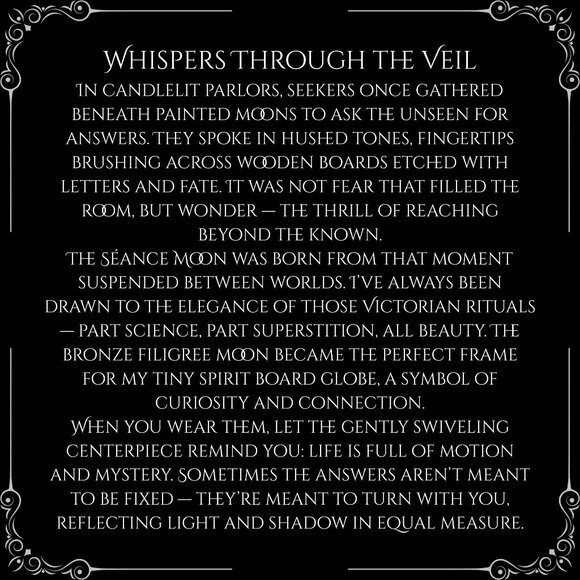 The Séance Moon – Bronze Victorian Spirit Board Earrings Witchy Gothic Filigree - Picture 7 of 7